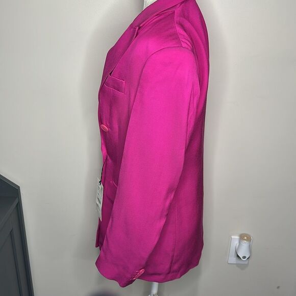ZARA size small Double Breasted BUTTONED BLAZER FUCHSIA blazer NWT - Picture 9 of 11